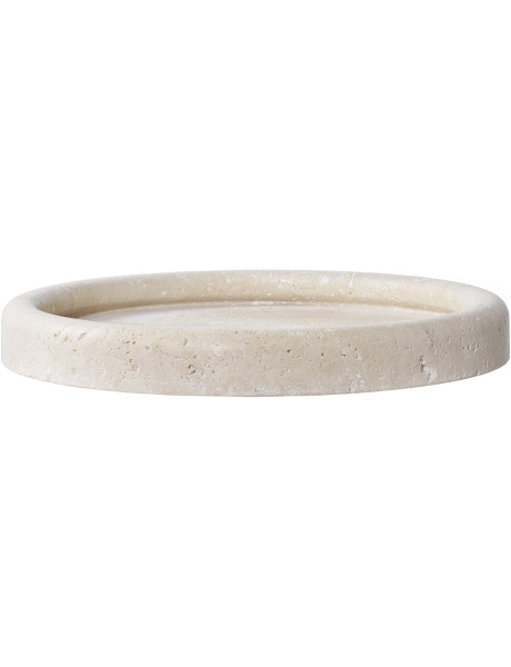 Plateau déco moderne Rond 25 cm Travertin Naturel Colisea 
