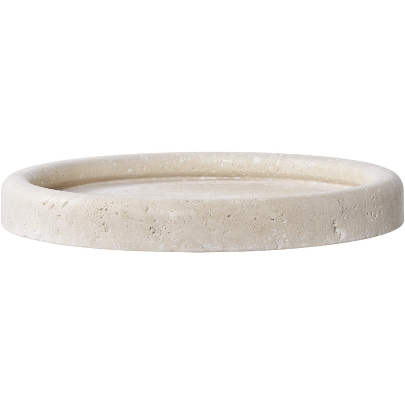 Plateau déco moderne Rond 25 cm Travertin Naturel Colisea 