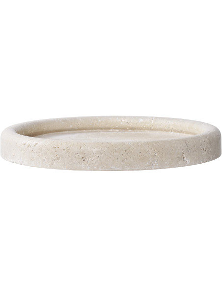 Plateau déco moderne Rond 25 cm Travertin Naturel Colisea 