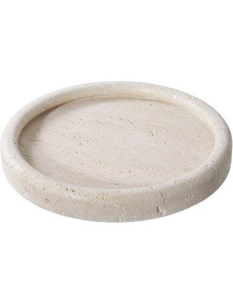 Plateau déco moderne Rond 25 cm Travertin Naturel Colisea 
