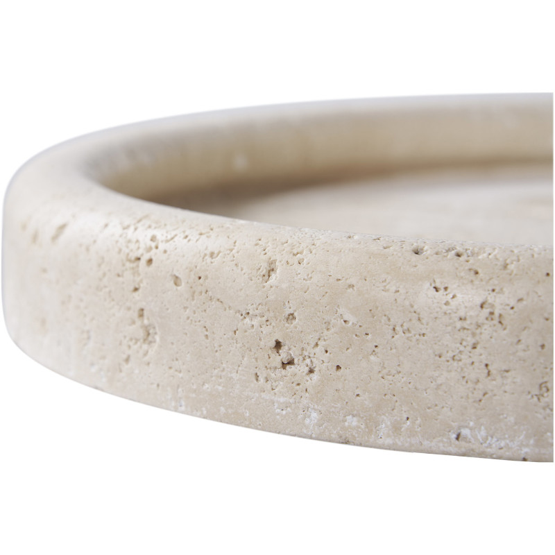 Plateau déco moderne Rond 25 cm Travertin Naturel Colisea 