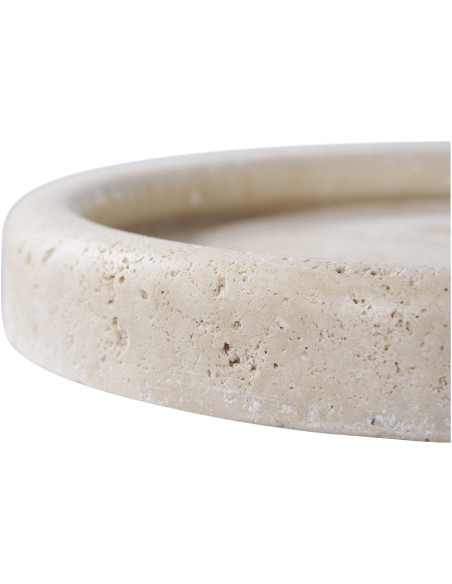 Plateau déco moderne Rond 25 cm Travertin Naturel Colisea 