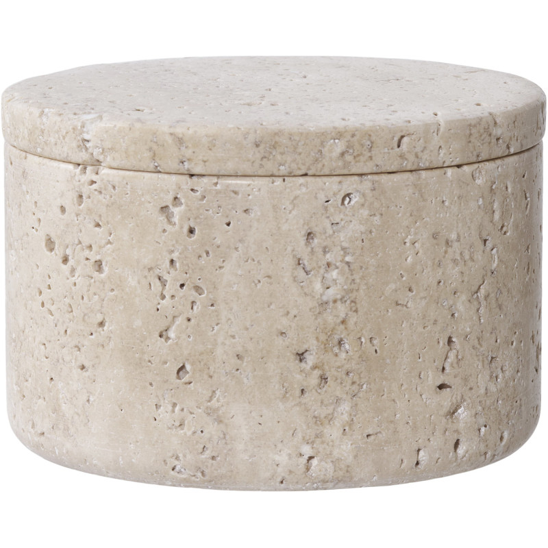 Boite de rangement moderne Ronde 10 cm Travertin Naturel Colisea 
