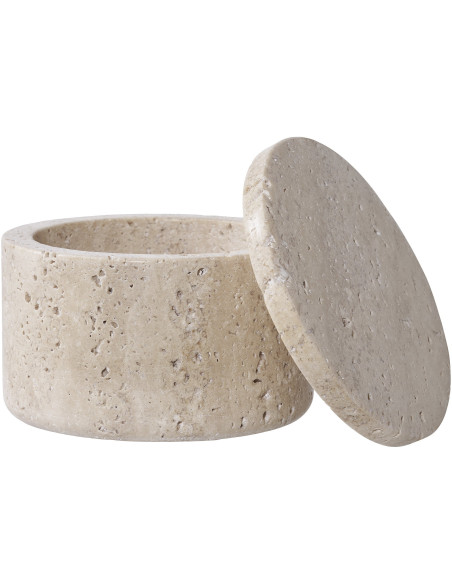 Boite de rangement moderne Ronde 10 cm Travertin Naturel Colisea 