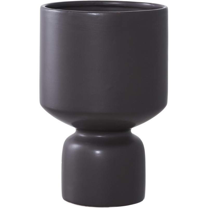 Cache pot moderne sur pied Rond Hauteur 23 cm Céramique Noir Tollose 