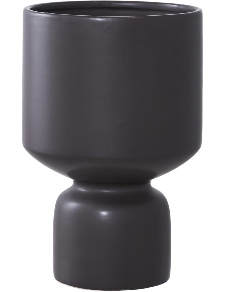 Cache pot moderne sur pied Rond Hauteur 23 cm Céramique Noir Tollose 