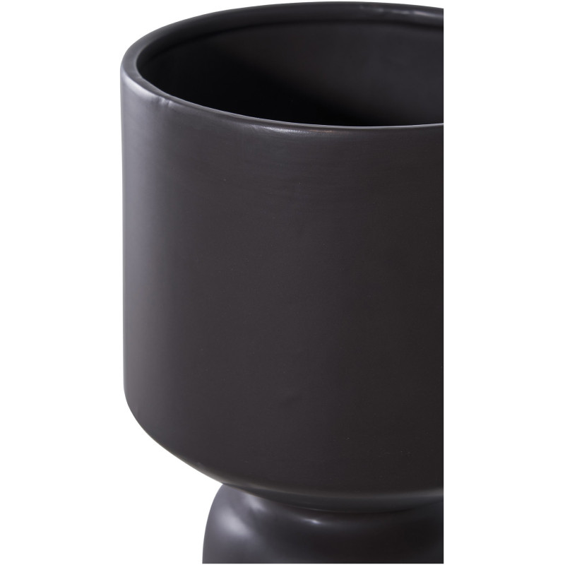 Cache pot moderne sur pied Rond Hauteur 23 cm Céramique Noir Tollose 