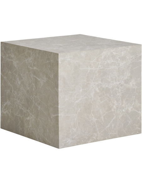 Table basse moderne Carrée Bois MDF Papier décoratif Beige Effet marbre Prague (Lot de 2) 