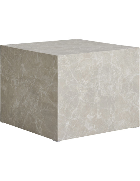 Table basse moderne Carrée Bois MDF Papier décoratif Beige Effet marbre Prague (Lot de 2) 