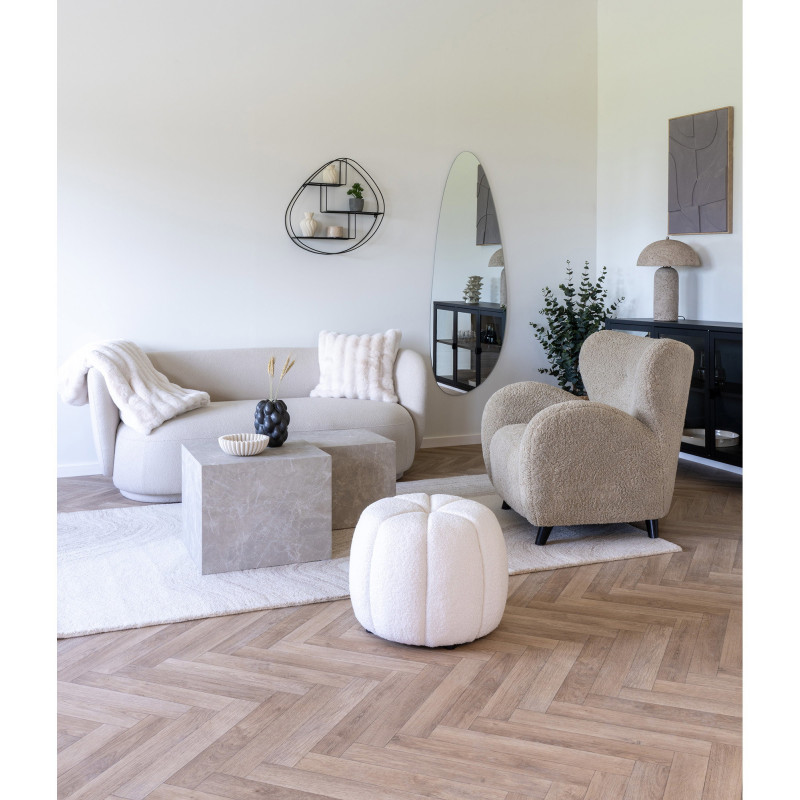 Table basse moderne Carrée Bois MDF Papier décoratif Beige Effet marbre Prague (Lot de 2) 