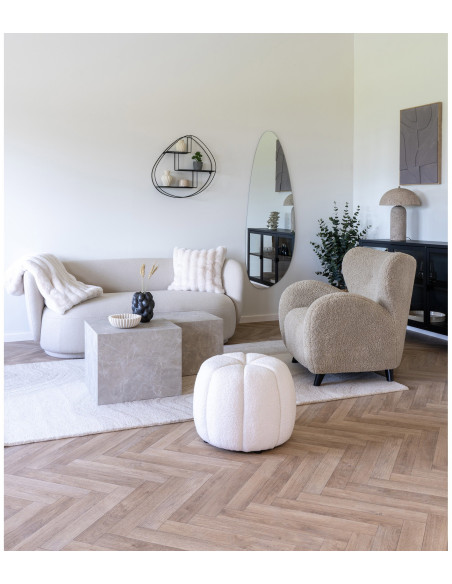 Table basse moderne Carrée Bois MDF Papier décoratif Beige Effet marbre Prague (Lot de 2) 