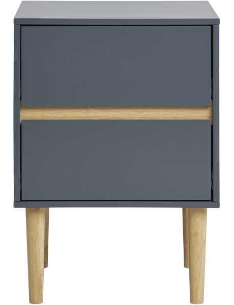 Chevet moderne 2 tiroirs Bois MDF Gris foncé Naturel Bisley 