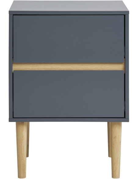 Chevet moderne 2 tiroirs Bois MDF Gris foncé Naturel Bisley 