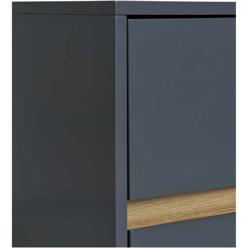 Chevet moderne 2 tiroirs Bois MDF Gris foncé Naturel Bisley 