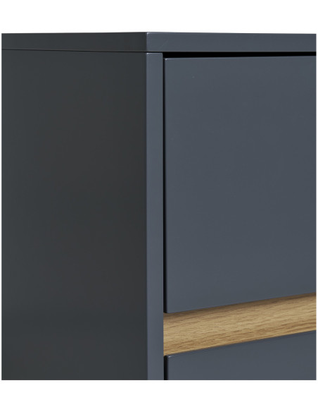 Chevet moderne 2 tiroirs Bois MDF Gris foncé Naturel Bisley 