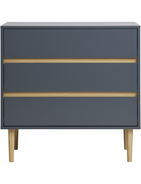 Commode moderne 3 tiroirs Bois MDF Gris foncé Naturel Bisley 