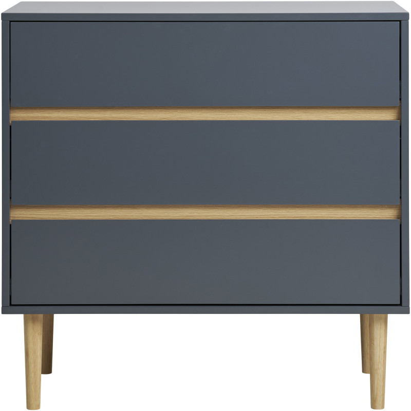 Commode moderne 3 tiroirs Bois MDF Gris foncé Naturel Bisley 