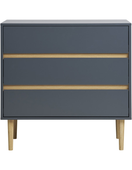 Commode moderne 3 tiroirs Bois MDF Gris foncé Naturel Bisley 