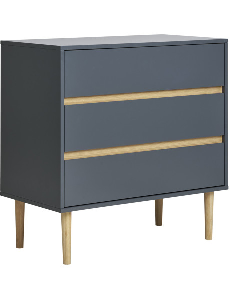 Commode moderne 3 tiroirs Bois MDF Gris foncé Naturel Bisley 
