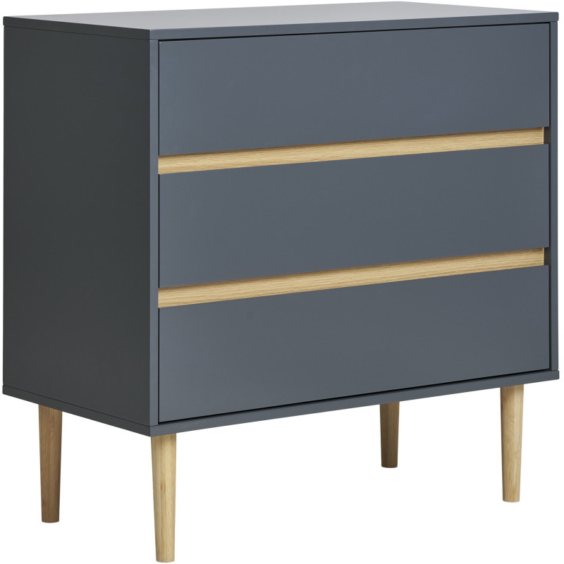 Commode moderne 3 tiroirs Bois MDF Gris foncé Naturel Bisley 