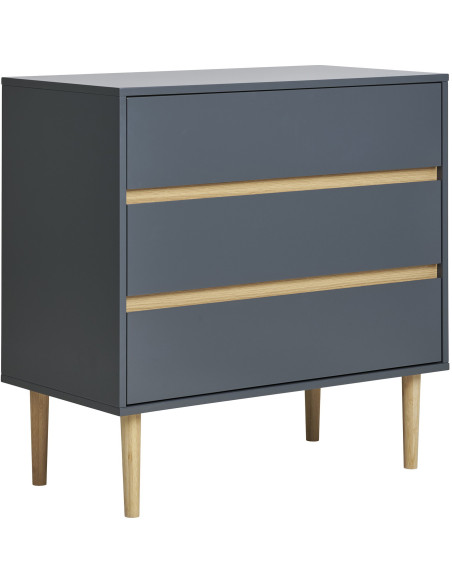 Commode moderne 3 tiroirs Bois MDF Gris foncé Naturel Bisley 