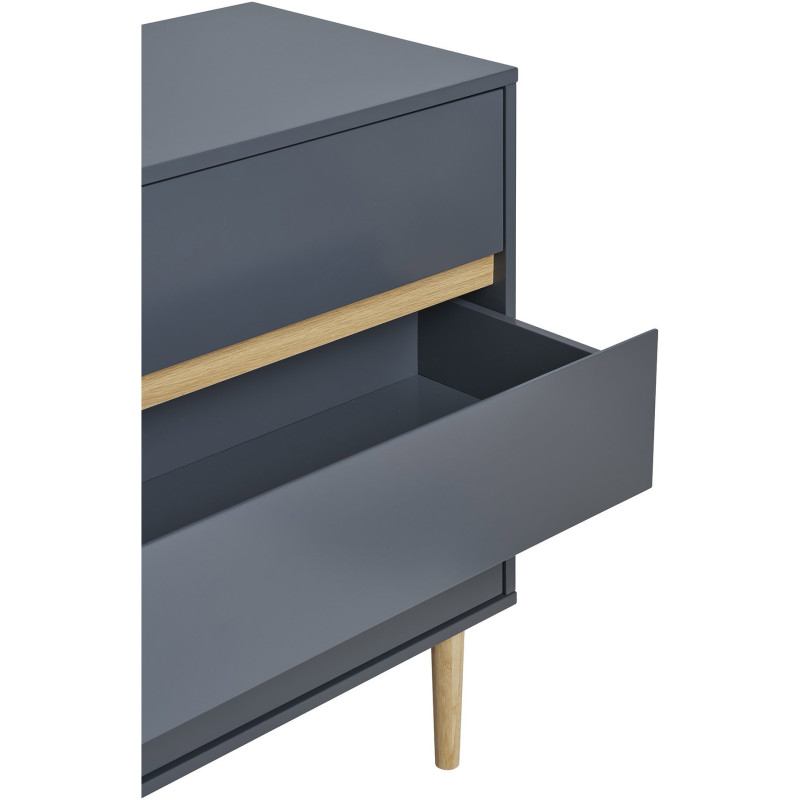 Commode moderne 3 tiroirs Bois MDF Gris foncé Naturel Bisley 