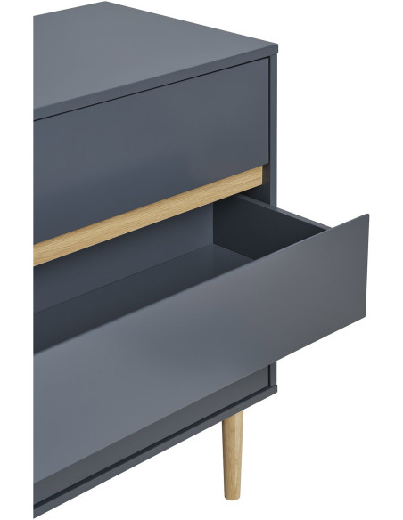 Commode moderne 3 tiroirs Bois MDF Gris foncé Naturel Bisley 