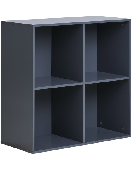 Étagère murale moderne 4 niches Bois MDF Gris foncé Horne 