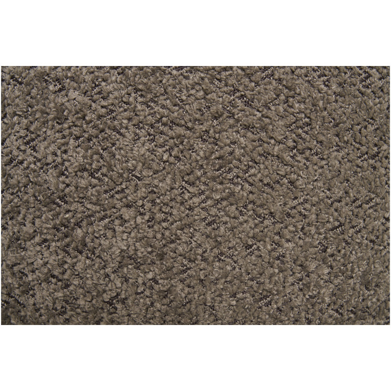 Pouf bouclette Coffre de rangement Rond Tissu Marron Bouclé Bois de pin Naturel Medas 