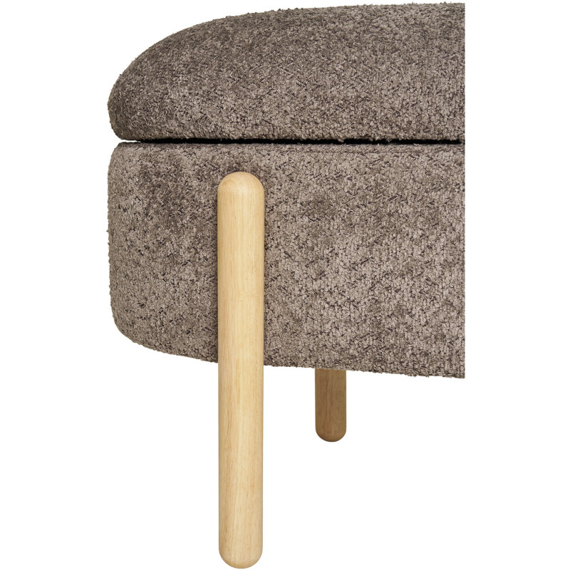 Banquette bouclette Coffre de rangement 2 places Tissu Marron Bouclé Bois Naturel Branca 