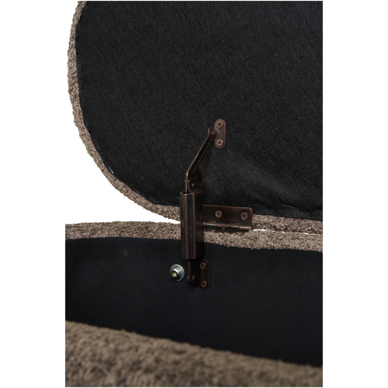 Banquette bouclette Coffre de rangement 2 places Tissu Marron Bouclé Bois Naturel Branca 