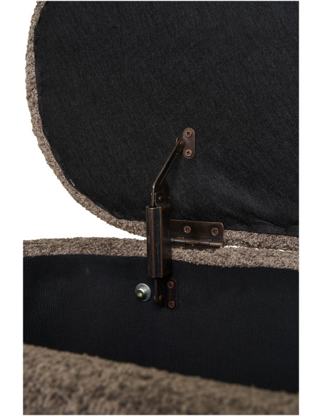 Banquette bouclette Coffre de rangement 2 places Tissu Marron Bouclé Bois Naturel Branca 