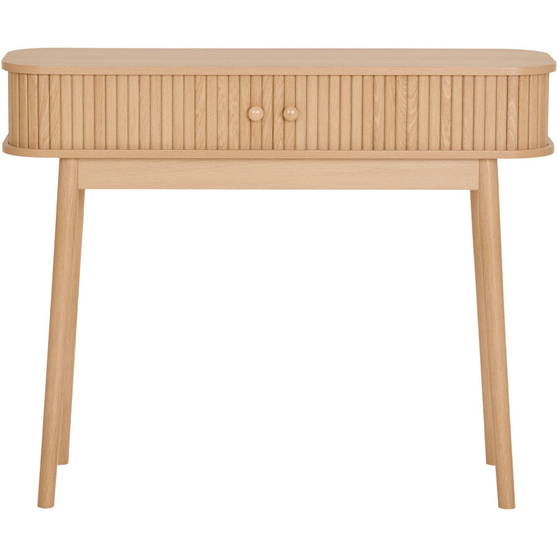 Console moderne arrondie 2 portes coulissantes Bois MDF Bois de pin Naturel Nikko 