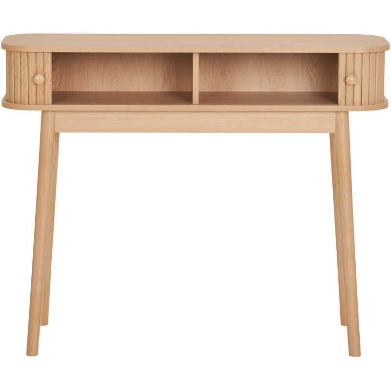 Console moderne arrondie 2 portes coulissantes Bois MDF Bois de pin Naturel Nikko 