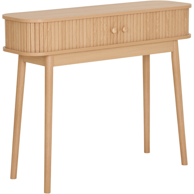 Console moderne arrondie 2 portes coulissantes Bois MDF Bois de pin Naturel Nikko