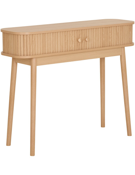 Console moderne arrondie 2 portes coulissantes Bois MDF Bois de pin Naturel Nikko