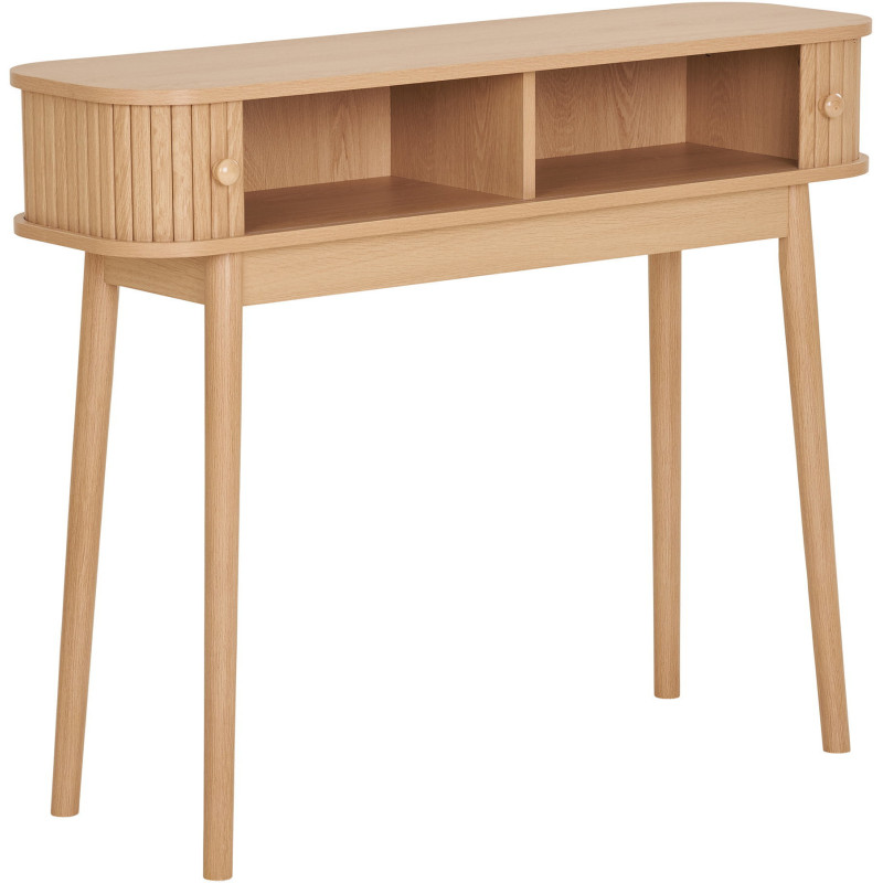 Console moderne arrondie 2 portes coulissantes Bois MDF Bois de pin Naturel Nikko 
