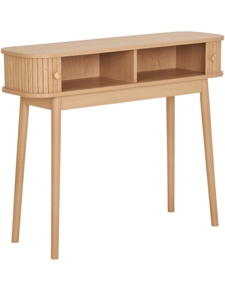 Console moderne arrondie 2 portes coulissantes Bois MDF Bois de pin Naturel Nikko 