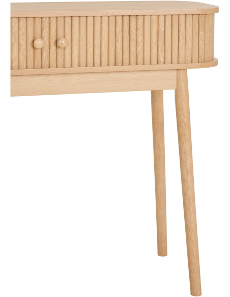 Console moderne arrondie 2 portes coulissantes Bois MDF Bois de pin Naturel Nikko 