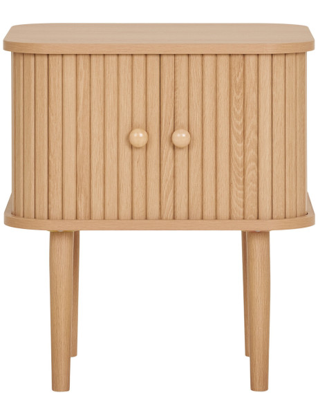 Chevet moderne 2 portes coulissantes Bois MDF Bois de pin Naturel Nikko 