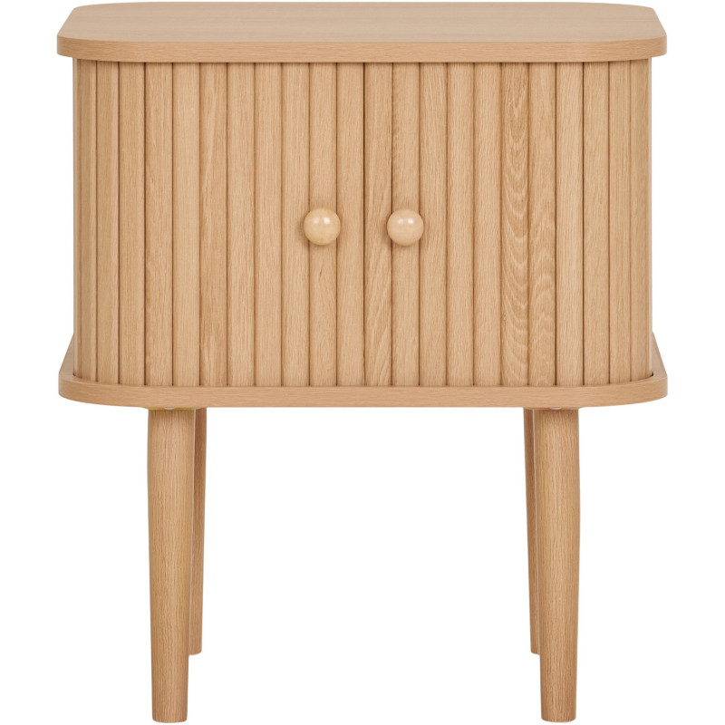 Chevet moderne 2 portes coulissantes Bois MDF Bois de pin Naturel Nikko 