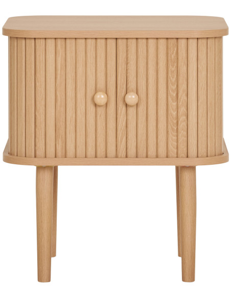 Chevet moderne 2 portes coulissantes Bois MDF Bois de pin Naturel Nikko 