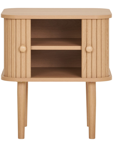 Chevet moderne 2 portes coulissantes Bois MDF Bois de pin Naturel Nikko 