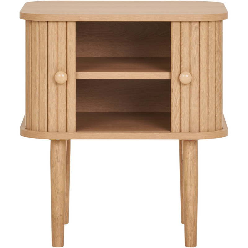 Chevet moderne 2 portes coulissantes Bois MDF Bois de pin Naturel Nikko 