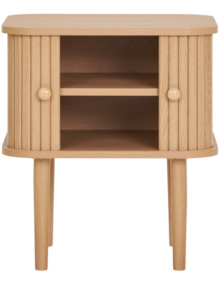 Chevet moderne 2 portes coulissantes Bois MDF Bois de pin Naturel Nikko 