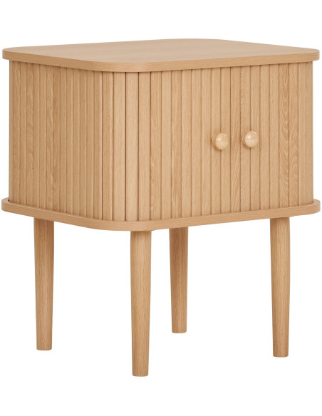 Chevet moderne 2 portes coulissantes Bois MDF Bois de pin Naturel Nikko 