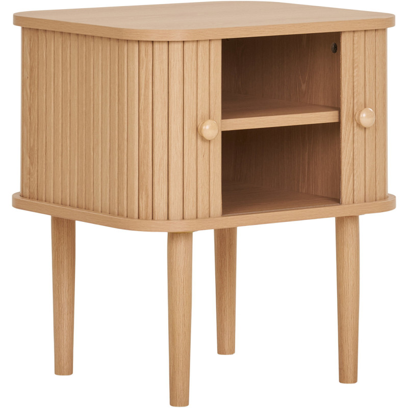 Chevet moderne 2 portes coulissantes Bois MDF Bois de pin Naturel Nikko 