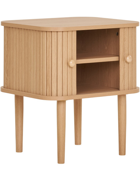 Chevet moderne 2 portes coulissantes Bois MDF Bois de pin Naturel Nikko 