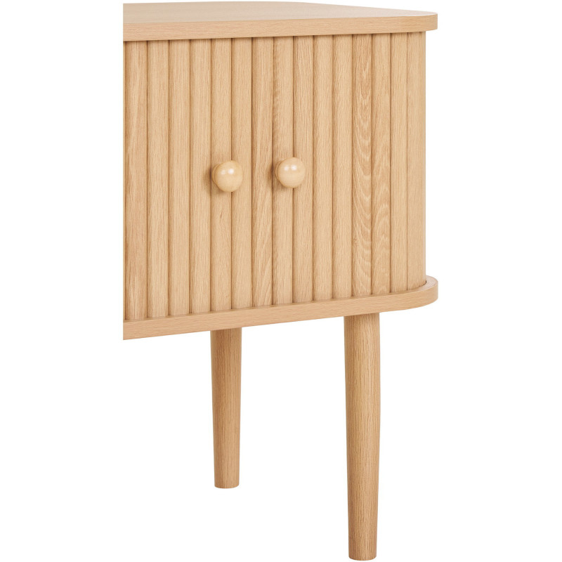 Chevet moderne 2 portes coulissantes Bois MDF Bois de pin Naturel Nikko 