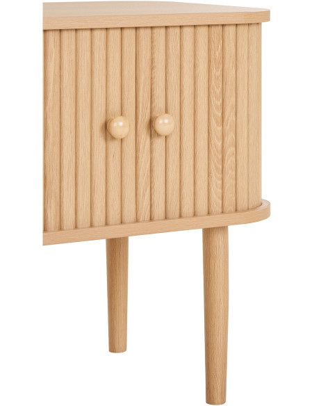 Chevet moderne 2 portes coulissantes Bois MDF Bois de pin Naturel Nikko 
